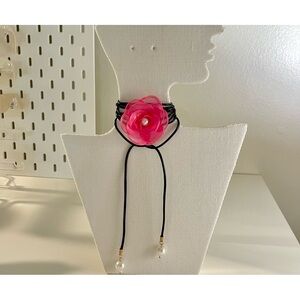 Pink Floral Choker Necklace